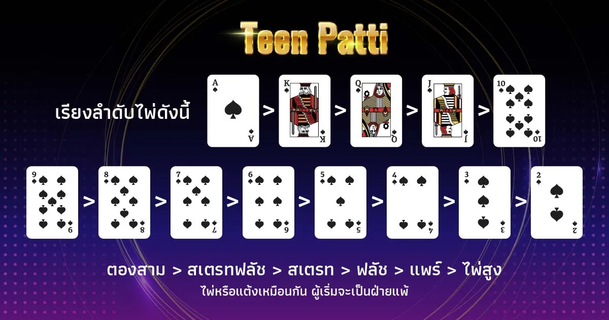 Teen Patti Card (ทีนแพ็ตตี้) เกมไพ่ในห้องเดิมพันคาสิโนออนไลน์